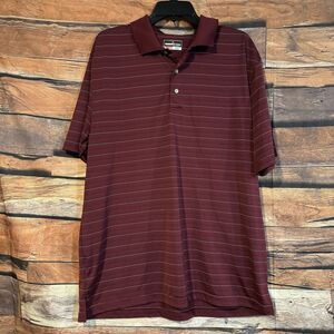Grand Slam Men's XL Red Performance Golf Polo Shirt Striped Short Sleeve
